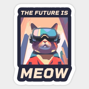 The Future is Meow – Futuristic cat in VR glasses (Dark Edition) Sticker